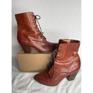 Frye Courtney Lace Up Boots Women's 8M Brown Leather Heeled
